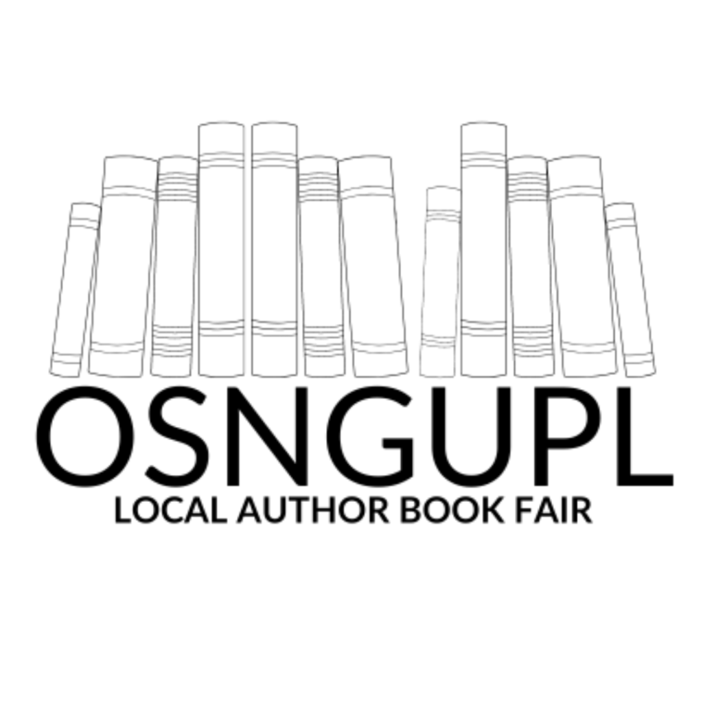 Shelf of books with OSNGUPL Local Author Book Fair below