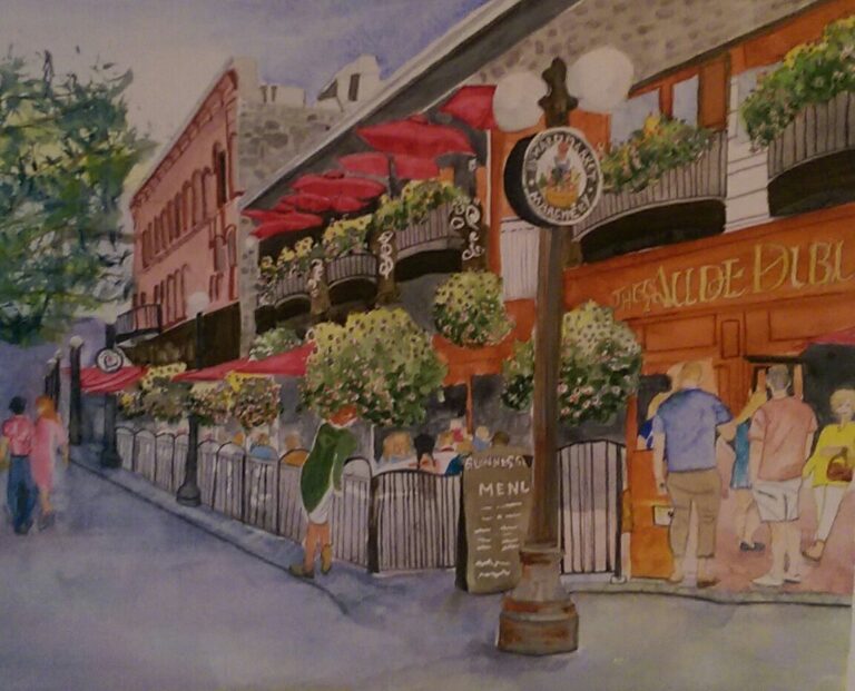painting of cafe in Ottawa by Nancy Cornforth