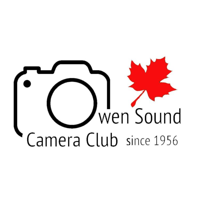 Owen Sound Camera Club logo with camera and red maple leaf